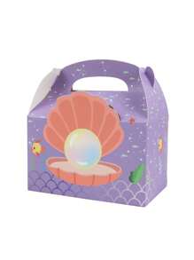 3入組手提袋狀人魚尾巴派對禮物盒，包裝烘焙禮物肥皂糖果巧克力餅乾盒，完美的紙板糖果巧克力禮物盒，用於婚禮派對和派對禮物盒，生日裝飾 - 彩色 - 查看 8