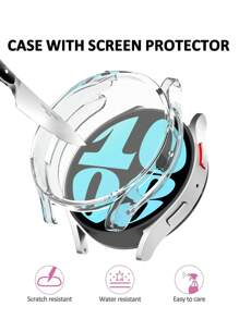 1pc Unisex Transparent Soft TPU Full Coverage Scratch-Resistant 2-In-1 Smart Watch Case And Screen Protector, Compatible With 40mm/44mm Samsung Watch, Compatible With Samsung Galaxy Watch 4/5/6/7, Smart Watch Shell Accessory Protective Case - Clear - View 3