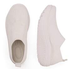 女款輕便透氣步行鞋,舒適健身楔形底平底運動鞋,快速升級運動鞋 - 白色 - 查看 3