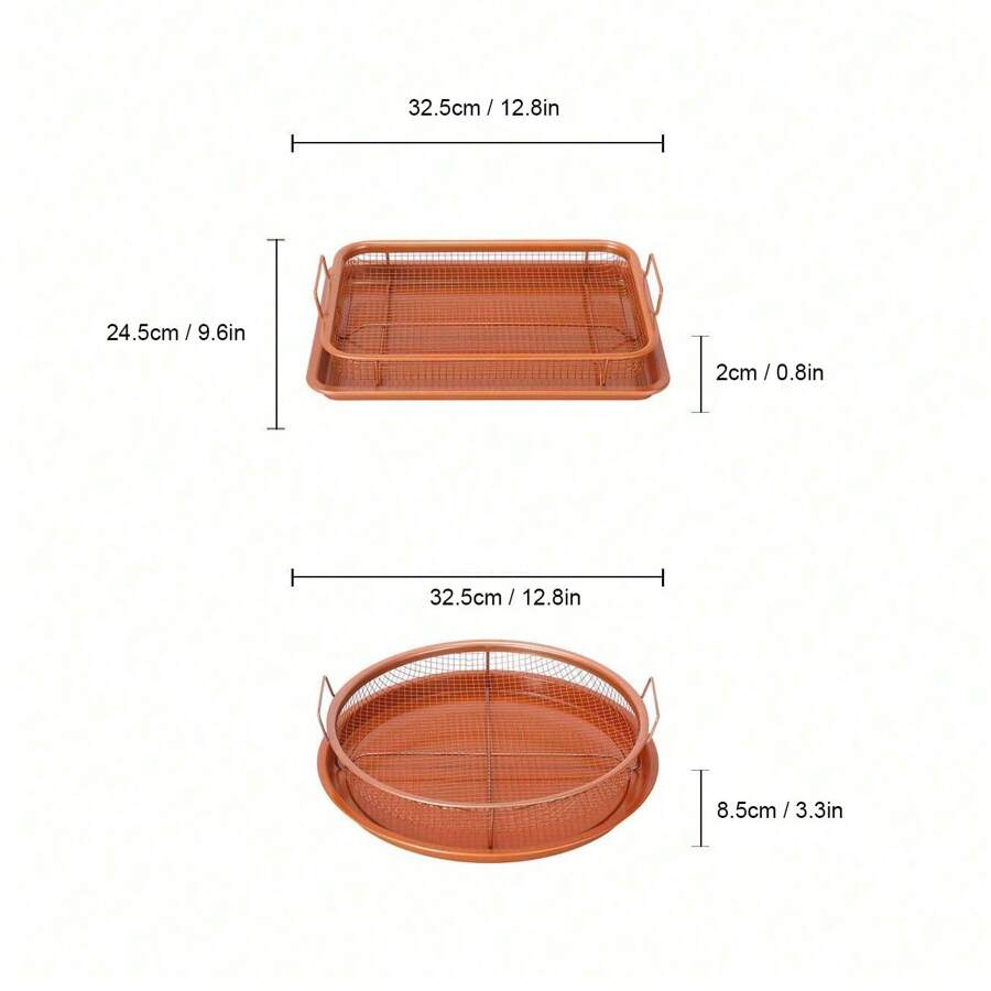 2pcs/Set Stainless Steel Air Fryer Basket And Pan For Oven, Large Food