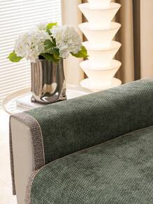1pc All Season Sofa Cushion Cover, Chenille Dust-Proof Dirt-Resistant Seat Pad, Modern Simple Non-Slip Sofa Blanket, Grey Dust-Proof Dirt-Resistant Slipcover, Machine Washable - Green - View 8