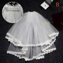1 pieza Velo con forma de mariposa para foto de boda, estilo Mori para novia - Blanco - Ver 5