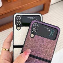 1 件白色闪光翻盖可折叠手机壳，防震保护套，兼容 Galaxy Zflip3 4 5 Zfold 3 4 5 P50 Pocket - 白色 - 查看 5