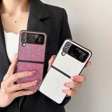 1 件白色闪光翻盖可折叠手机壳，防震保护套，兼容 Galaxy Zflip3 4 5 Zfold 3 4 5 P50 Pocket - 白色 - 查看 2