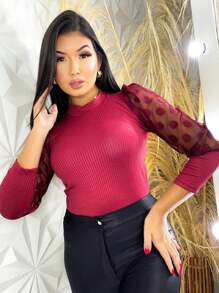 Women T-Shirts - 酒紅色 - 查看 2