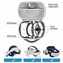 hellodigi Hộp đựng cứng cho Meta Quest 3, Quest 2, Vision Pro, Hộp đựng du lịch dung tích lớn cho tai nghe chơi game VR Oculus Quest 3 và phụ kiện bộ điều khiển cảm ứng, thích hợp để mang đi du lịch và cất giữ tại nhà - Xám - Xem 3