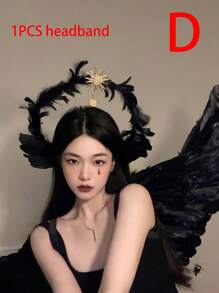 Boho 1 cái Băng đô cài tóc lông vũ thiên thần trắng trang trí phụ kiện tóc cho tiệc tùng, lễ hội, khiêu vũ, v.v. Phù thủy - trắng - Xem 9