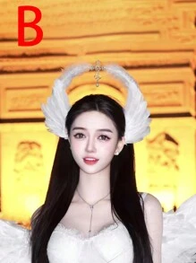 Boho 1 cái Băng đô cài tóc lông vũ thiên thần trắng trang trí phụ kiện tóc cho tiệc tùng, lễ hội, khiêu vũ, v.v. Phù thủy - trắng - Xem 7