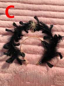 Boho 1 cái Băng đô cài tóc lông vũ thiên thần trắng trang trí phụ kiện tóc cho tiệc tùng, lễ hội, khiêu vũ, v.v. Phù thủy - trắng - Xem 8