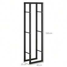 Scaffale Porta Legna Legnaia Verticale Supporto per Legna Portata 100kg Metallo 40 * 25 * 150cm - nero - Visualizzare 3
