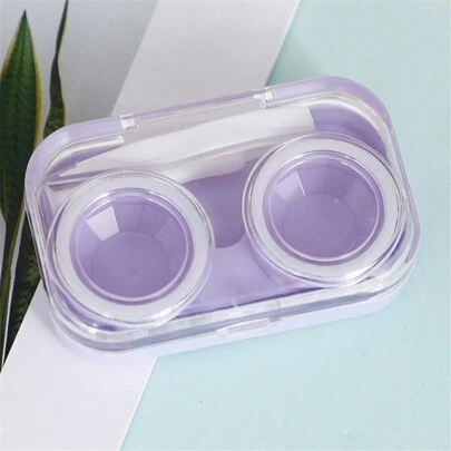 1入組簡單迷你便攜式隱形眼鏡盒護理套件,翻蓋式收納盒,雙頭旅行專用