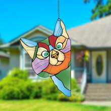 1 件不对称猫形多色亚克力太阳捕手带链，适用于墙壁/窗户悬挂、浴室/后院/花园装饰、音乐节送给朋友的礼物 - 彩色 - 查看 1