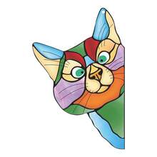 1 件不对称猫形多色亚克力太阳捕手带链，适用于墙壁/窗户悬挂、浴室/后院/花园装饰、音乐节送给朋友的礼物 - 彩色 - 查看 4