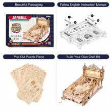 ROKR 3D Pinball Machine Puzzle, Amusing Table Game, Mechanical Wooden Model Building Kits For Adult, Christmas Birthday Gifts And 14+ Teens - Multicolor - View 8