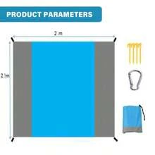 1pc Oversized Waterproof Beach Blanket For 4-7 Adults - Lightweight Quick Drying Sandproof Picnic Mat For Travel, Camping, Hiking - Enjoy Comfortable Outdoor Activities - Gray Blue - View 5