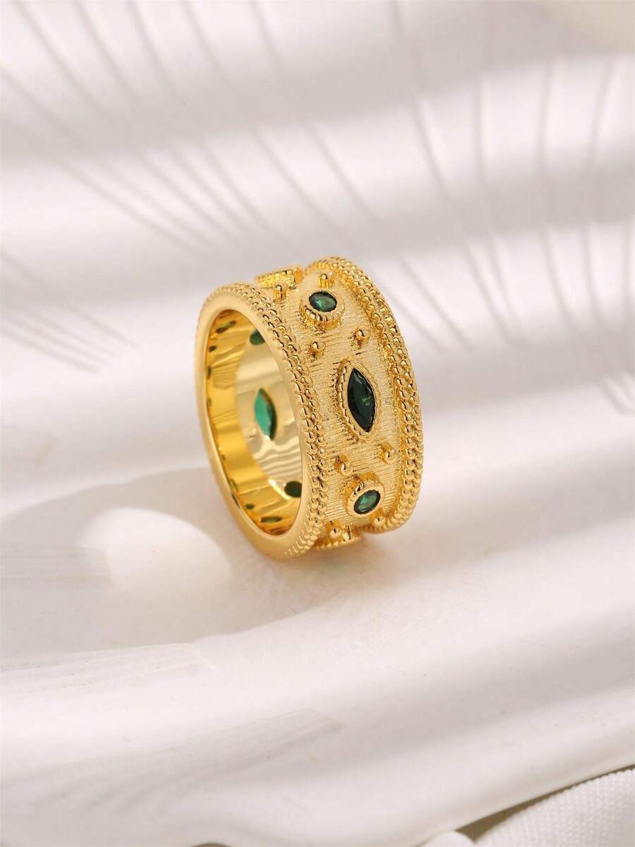 1個多色立方氧化鋯拉絲飾面開口戒指 - 彩色 - 查看 1