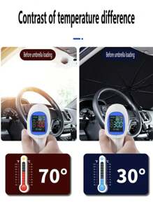 Visera para parabrisas de coche, visera con revestimiento de vinilo para coches y todoterrenos con aislamiento de película de plata y protección UV, parasol de verano para coche, nanorrevestimiento de 4 capas, 10 nervaduras de fibra de vidrio, protección UV y térmica, visera plegable para luna delantera, protege el coche del sol y de las altas temperaturas, se mantiene fresco y protege el interior, accesorio para coche, accesorio de verano, fácil de manejar, sencillo y bonito (negro) - Negro - Ver 8