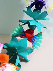 1pc Hawaiian Style 3d Paper Flower, Hexagonal Paper Flower Banner Party Decoration For Festivals, Scenes, And Wall Backgrounds - Multicolor - View 5