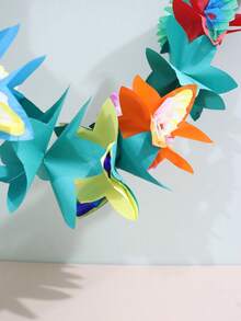 1pc Hawaiian Style 3d Paper Flower, Hexagonal Paper Flower Banner Party Decoration For Festivals, Scenes, And Wall Backgrounds - Multicolor - View 3