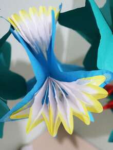 1pc Hawaiian Style 3d Paper Flower, Hexagonal Paper Flower Banner Party Decoration For Festivals, Scenes, And Wall Backgrounds - Multicolor - View 4