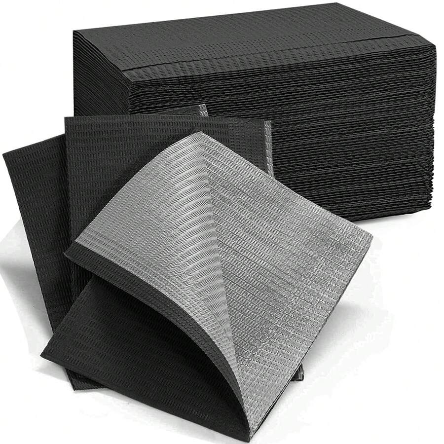 TOEDO 50 khăn trải bàn dùng một lần cho làm móng tay, kích thước 13"X18" - Khăn trải bàn nha khoa chống thấm nước 3 lớp dành cho bệnh nhân - Khăn phủ khay nha khoa hoặc y tế và khăn trải bàn làm móng. - màu đen - Xem 1
