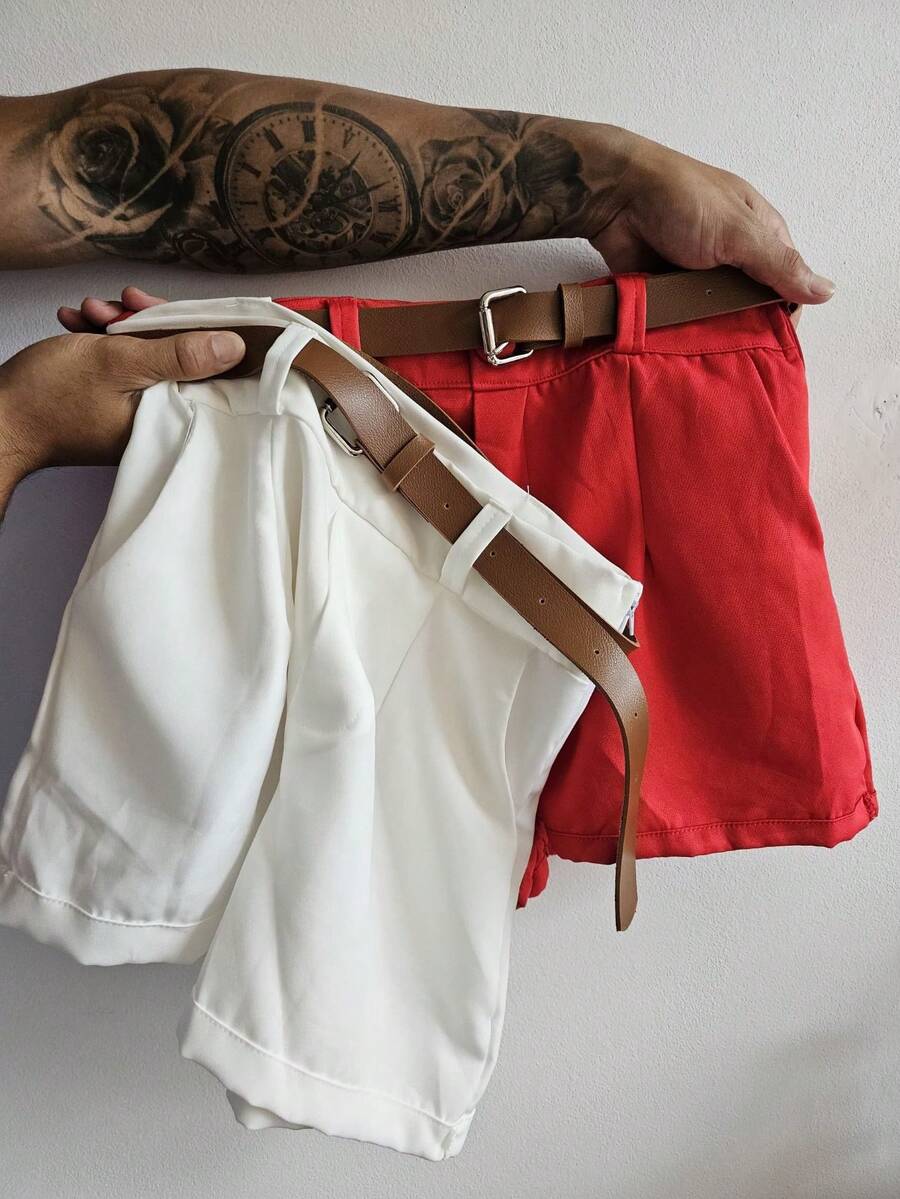 Women Shorts - 紅色 - 查看 1