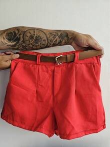 Women Shorts - 紅色 - 查看 2