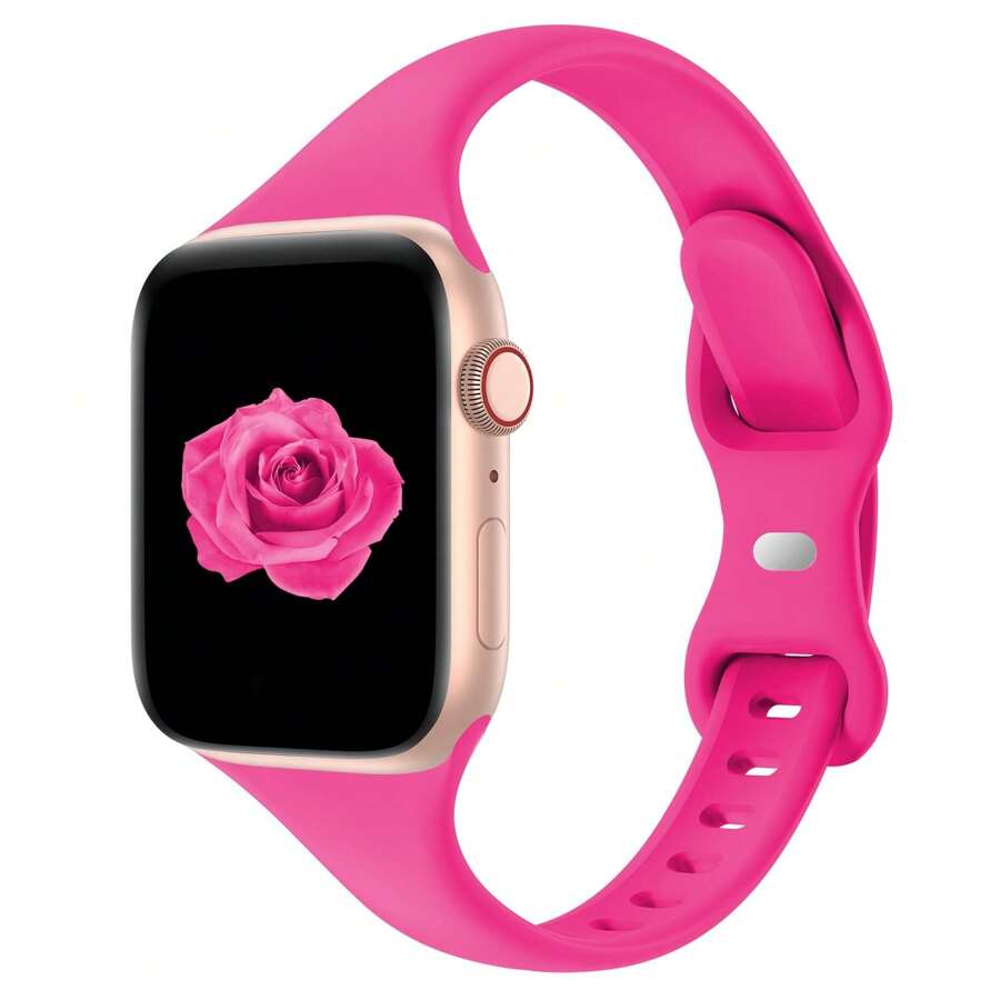 Compatível com Pulseira Apple Watch 38mm 40mm 41mm 42mm 44mm 45mm 46mm 49mm, Compatível com Apple Watch Series Ultra/Ultra 2 10/9/8/7/6/5/4/3/2/1 SE, Pulseira de Reposição Ultrafina e Estreita de Silicone Macio para Esporte para Mulheres