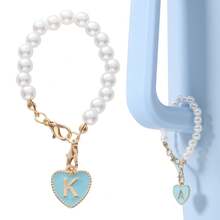 1 Cặp Đôi Móc Khóa Mặt Dây Chuyền Giả Mã Não Cốc Trang Trí Phụ Kiện Với Tôm Hùm Khóa & 26 Bảng Chữ Cái Tiếng Anh Hình Trái Tim Mặt Dây Chuyền - Hạt trắng - Xem 3