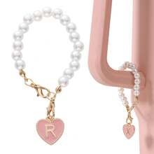 1 Cặp Đôi Móc Khóa Mặt Dây Chuyền Giả Mã Não Cốc Trang Trí Phụ Kiện Với Tôm Hùm Khóa & 26 Bảng Chữ Cái Tiếng Anh Hình Trái Tim Mặt Dây Chuyền - Hạt trắng - Xem 2