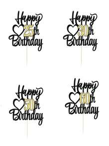 1 件数字和英文生日快乐蛋糕装饰，适合 18 岁、15 岁、20 岁、21 岁、25 岁、30 岁、50 岁、60 岁、70 岁生日派对、婚礼、周年庆典