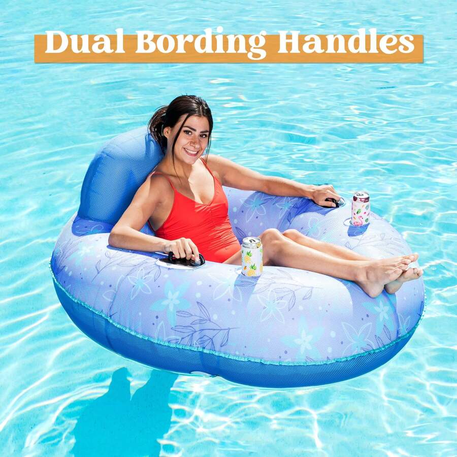 Syncfun 48 Inch Lake Tube With Backrest, Inflatable Pool Tube Chair ...