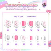 SAVILAND 168Pcs 7 Pack Press On Nails For Kids Children Fake Nails Stick On Nails Pre-Glue Full Cover Glitter Gradient Color Star Short Acrylic Nail Tips Nail Art Christmas Gifts For 8-12 Year Kids - 兒童指甲按壓02 - 查看 5