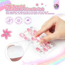 SAVILAND 168Pcs 7 Pack Press On Nails For Kids Children Fake Nails Stick On Nails Pre-Glue Full Cover Glitter Gradient Color Star Short Acrylic Nail Tips Nail Art Christmas Gifts For 8-12 Year Kids - 兒童指甲按壓02 - 查看 3