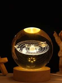 3D Solar System Model Crystal Ball  Laser Engraved Hologram With Light Up Base Planet Model Science Astronomy Toys - View 2