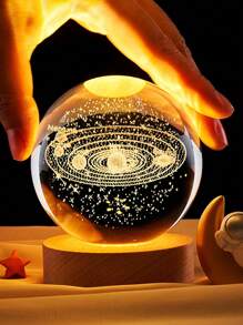 3D Solar System Model Crystal Ball  Laser Engraved Hologram With Light Up Base Planet Model Science Astronomy Toys - View 4