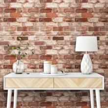 1 Cuộn Retro Đỏ  Gạch Textured Vinyl Giấy dán tường , Không thấm nước & Chống thấm dầu , Nhà  Phòng bếp Phòng ngủ Phòng khách Đồ nội thất Cải tạo Hình dán - Đỏ - Xem 6