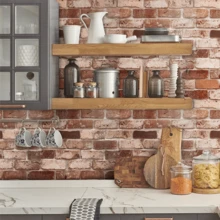 1 Cuộn Retro Đỏ  Gạch Textured Vinyl Giấy dán tường , Không thấm nước & Chống thấm dầu , Nhà  Phòng bếp Phòng ngủ Phòng khách Đồ nội thất Cải tạo Hình dán - Đỏ - Xem 5