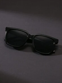 1副时尚方形Y2K男女通用沙滩风眼镜，休闲時尚眼鏡，沙滩配饰，打造街头风造型，适合搭配毛衣、夹克、卫衣、连帽衫、皮裤和工装裤，适合夏季沙滩度假、户外活动和旅行。 - 黑色 - 查看 2