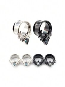 2 Stücke Ohrdehner Aus Edelstahl Mit Tropfenform, Ohr Tunnel Stöpsel, Fleisch Dehnungs Messgeräte, Unisex Körperschmuck
