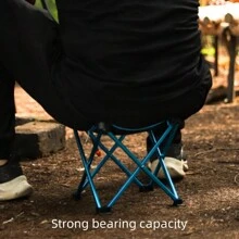 1只藍色野外超輕鋁合金摺疊凳,釣魚凳,多功能方凳,便攜小椅子,大號尺寸