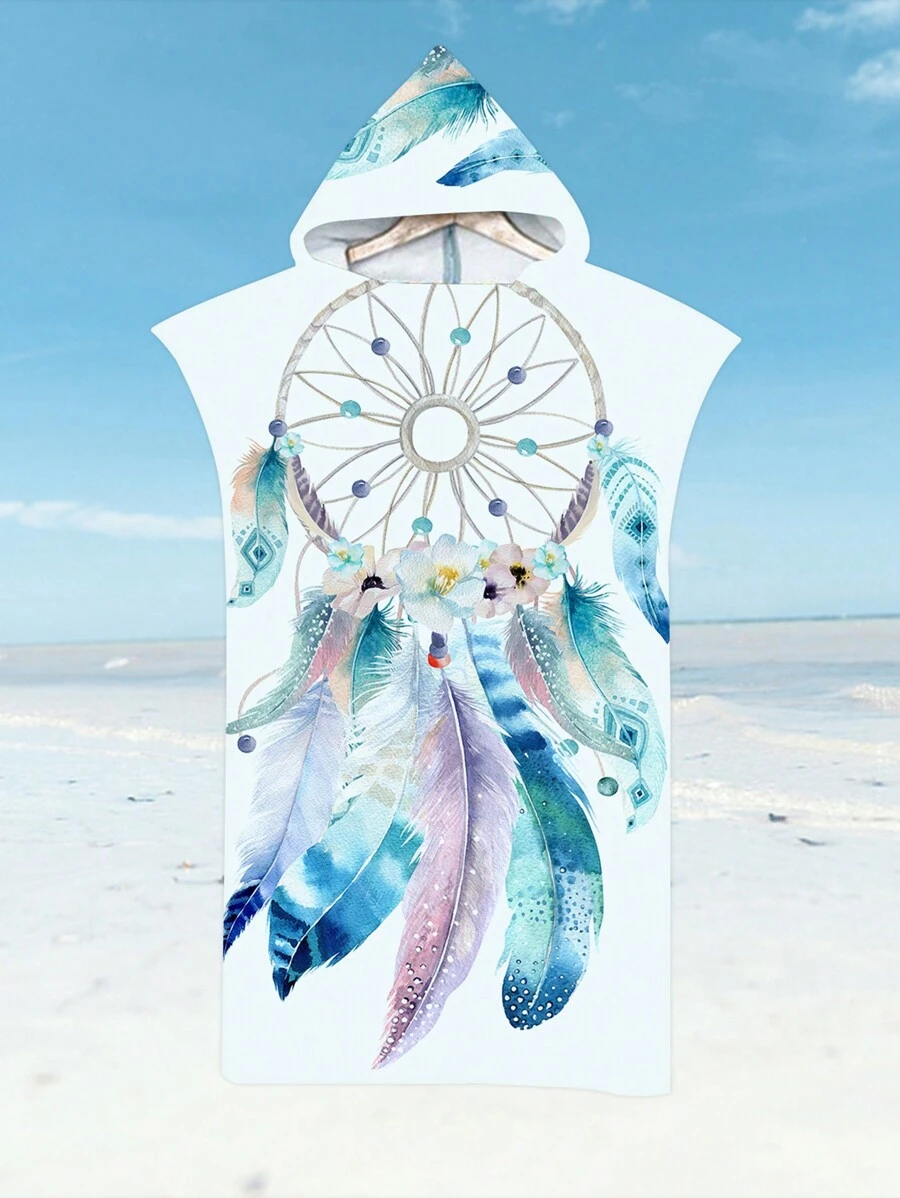 1 件连帽浴巾，个性化超细纤维速干斗篷，带拉链，温暖毛巾，适合海滩淋浴后防风防晒，适合情侣、成人户外使用，适合居家夏季婚礼家居浴室装饰沙滩装返校 - 捕夢網 - 查看 1