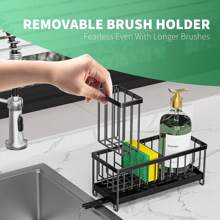 Cisily Sink Caddy Kitchen Organizer, Sponge Holder For Kitchen Sink, Black Kitchen Sink Organizer,Rust-Resistant Sink With Brush Holder,Kitchen Accessories - màu đen - Xem 4