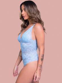 Women Sexy Bodysuits - Baby Blue - View 3