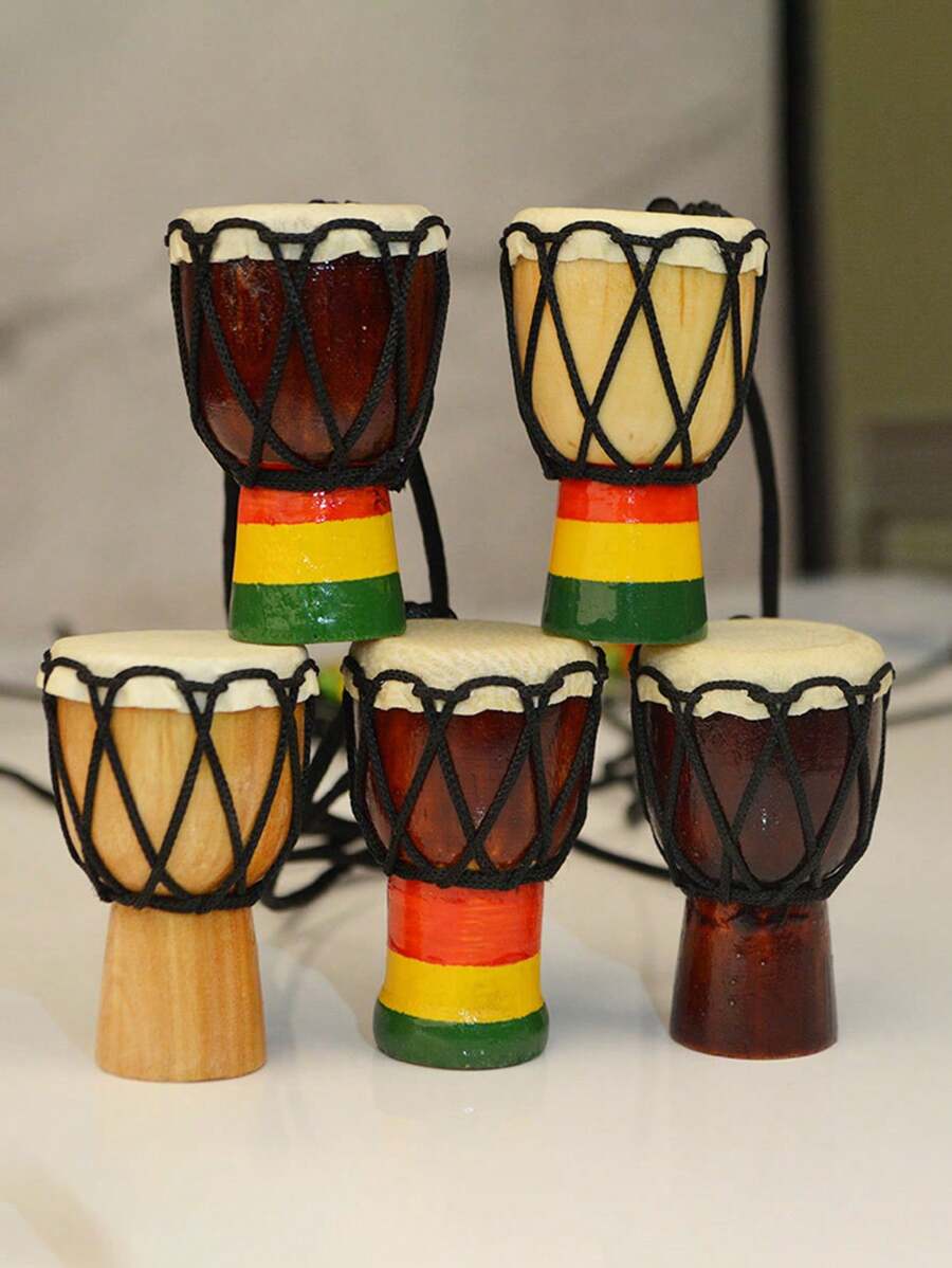 1 Stück handgefertigter Mini-Afrikanischer Trommel-Anhänger, dekorative Mini-Afrikanische Trommel, Afrikanischer Handtrommel-Anhänger Schmuck, Trommel-Anhänger Halskette - Mini-Djembe - Übersicht 1