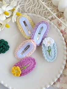1 chiếc kẹp tóc bện nhiều màu sắc dễ thương bằng len dành cho nữ và bé gái, thủ công, lý tưởng để đeo hàng ngày, đi học, làm quà tặng cho bạn gái, gia đình và các cặp đôi, phụ kiện tóc, kẹp tóc, kẹp tóc, đồ dùng học tập - kẹp tóc hoa - Xem 3