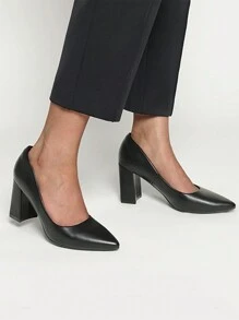 Women's High Heels Pointed Toe Chunky Heeled Block Classic Slip On For Spring Wedding Casual Or Formal Occasions Dress Pumps Shoes - màu đen - Xem 1