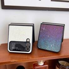 1 件白色闪光翻盖可折叠手机壳，防震保护套，兼容 Galaxy Zflip3 4 5 Zfold 3 4 5 P50 Pocket - 白色 - 查看 4