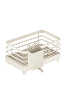 Beige Kitchen Single-Layer Dish Rack With Cutlery Holder For Countertop/Window Sill Narrow Dish Drainer Sink Organizer (Pack In Paper Box) - Beige - View 6