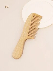 Bamboo Hair Comb, 1pc, Natural Anti-Static, With Tail Comb, Toothed Comb, Double Headed Comb, Wooden Comb With Handle, Scalp Massage Brush, Used For Wet Or Dry Hair Removal And Styling,Hair Brush,Comb,Hair Tools,Hair Products And Accessories For Barber Salon Beauty Travel Essentials